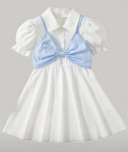 VESTIDO BLANCO TOP AZUL CIELO